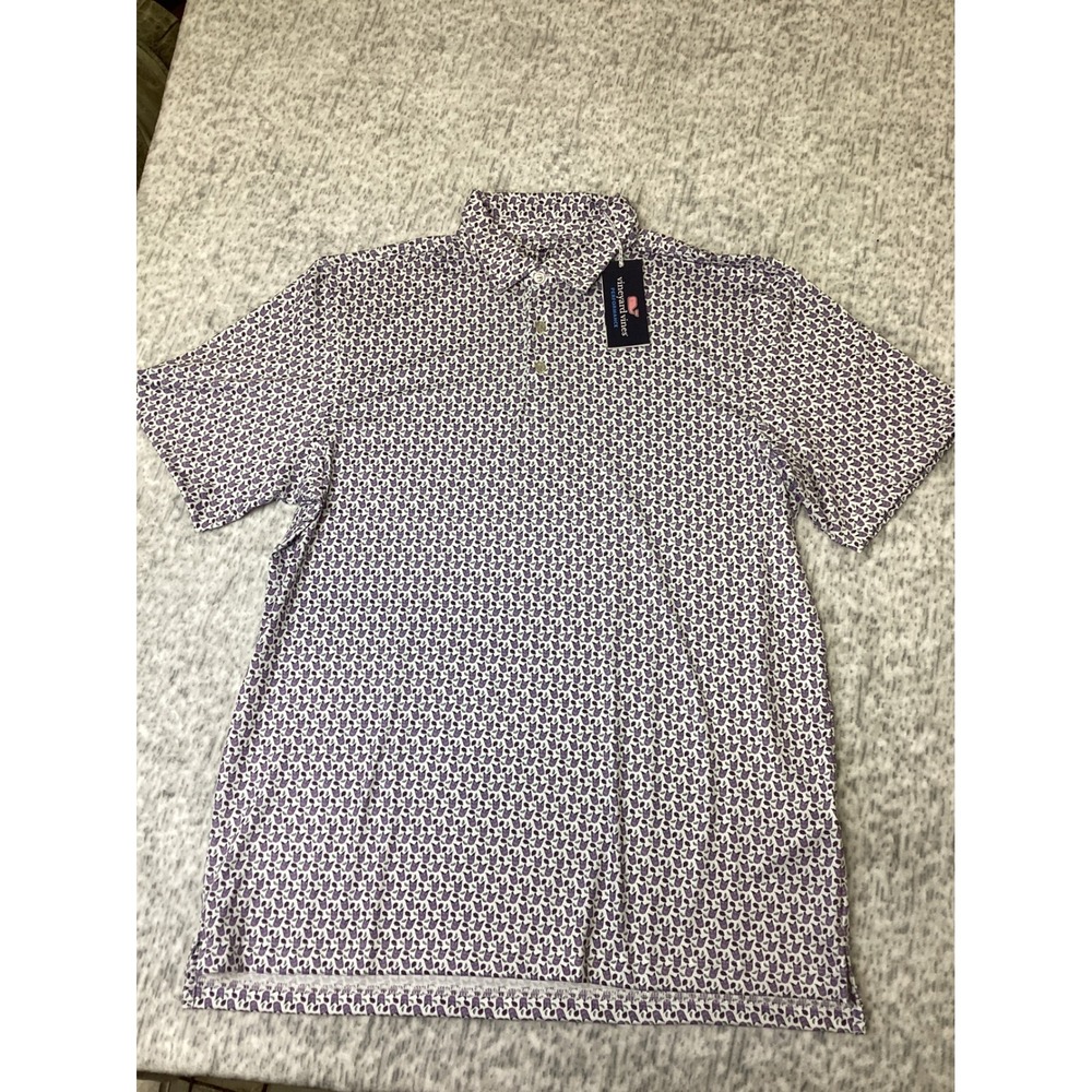 Vineyard Vines Mens Performance Sankaty Polo Shirt Tee Cocktails White Med